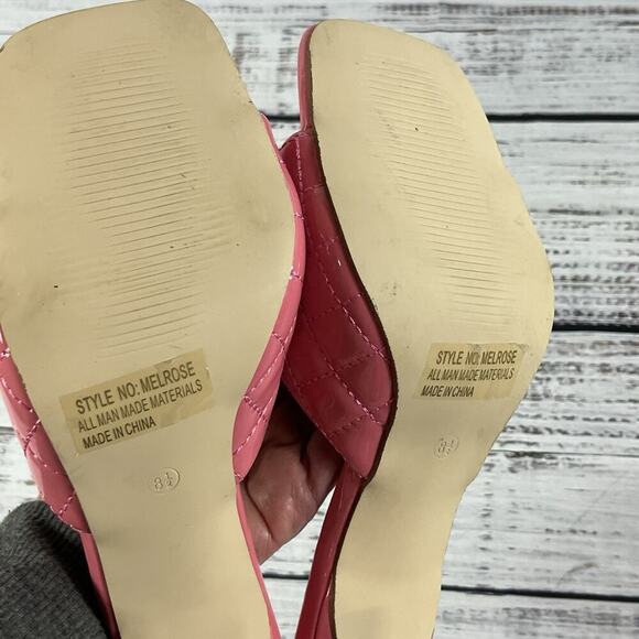 Shoe Land Heels Pumps Mules Shoes size 8.5 Quilted Pink Patent Wedding Church - Picture 16 of 16